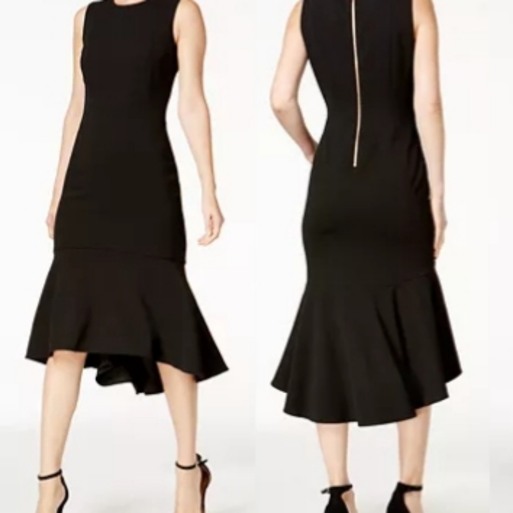 Calvin Klein Black Hi Low Mermaid Gown 14
